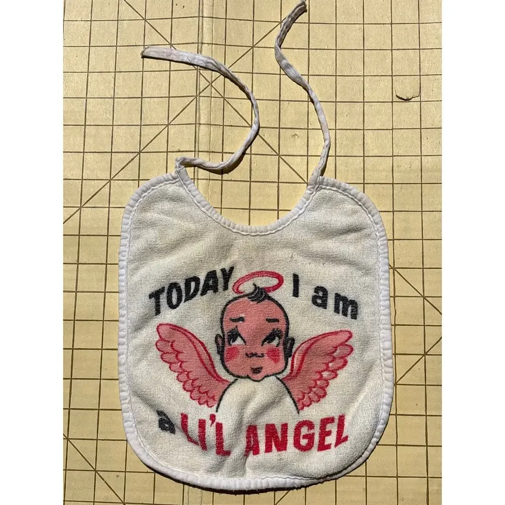 Vtg Reversible bib Today I am a lil Angel / Devil